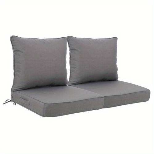 24x24 inch outdoor deep seat cushion set waterproof faderesistant patio furniture cushions with removable covers adjustable straps handles for chairs sofa couch 2pcs gray