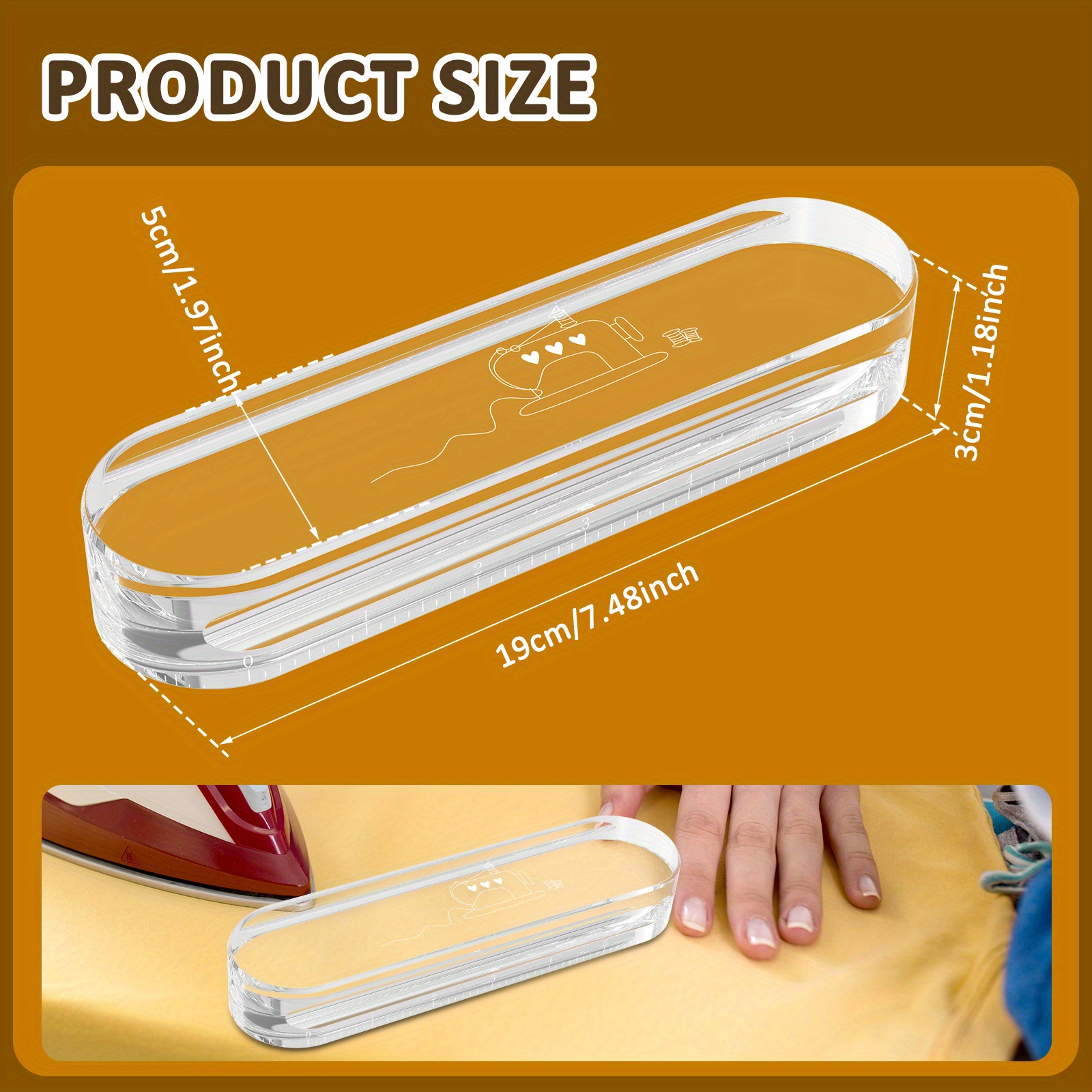 acrylic tailor clapper with scale heat resistant sewing ironing tool for quilting smooth seam pressing bar for fabric professional quilters clapper for craft tailoring and sewing details 5