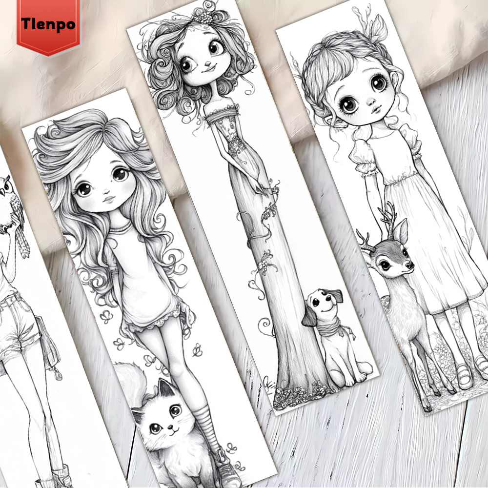 TEMU 32pcs, 'forest ' Sketch Bookmarks, '-style Illustration' Girl Bookmarks- Book Lovers, Stylish Reading Accessories, Gifts For , And .
