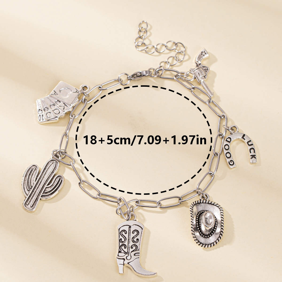Western-style Multi-element Pendant Square Clasp Chain Bracelet