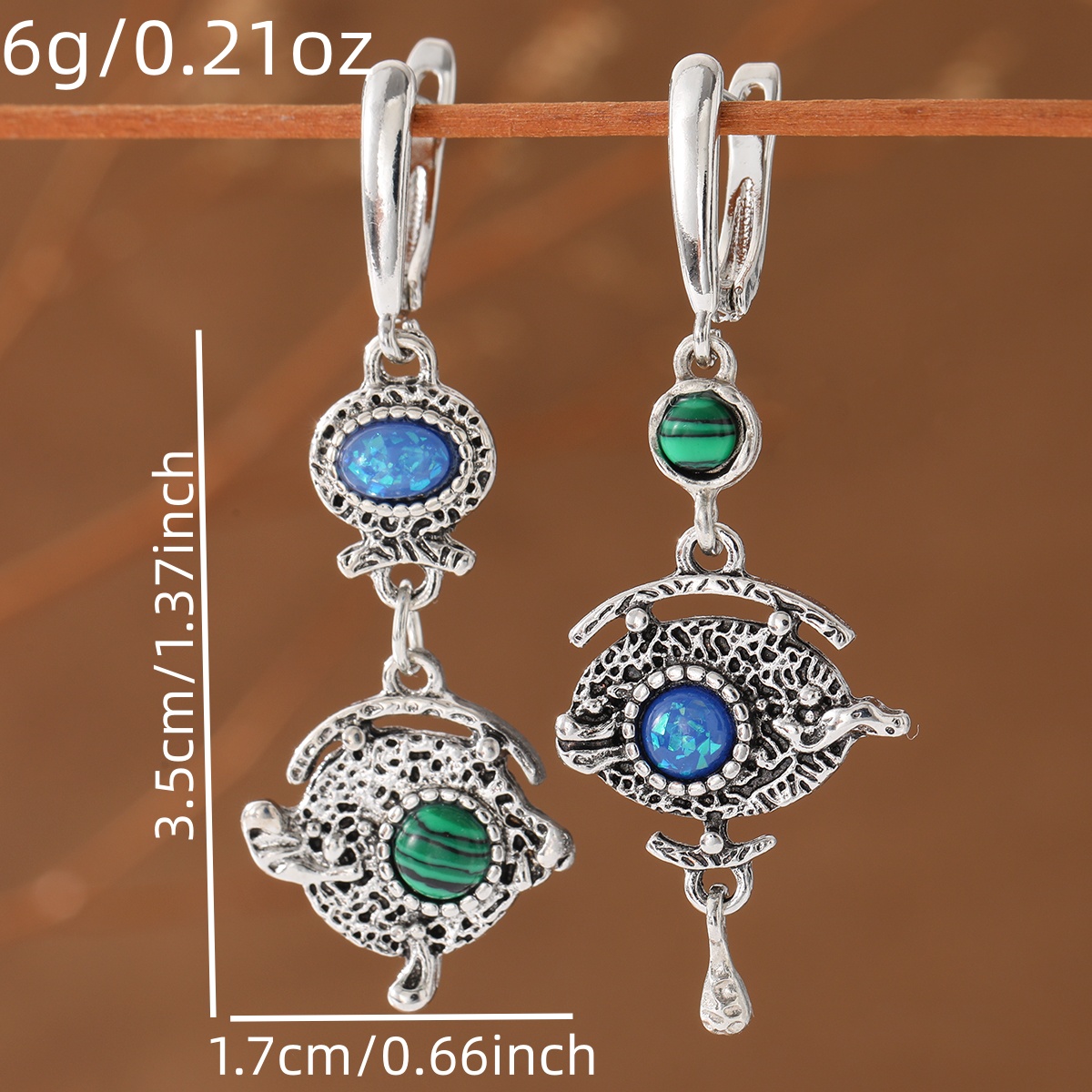Bohemian Vintage Honeycomb Openwork Earrings with Asymmetric Drop