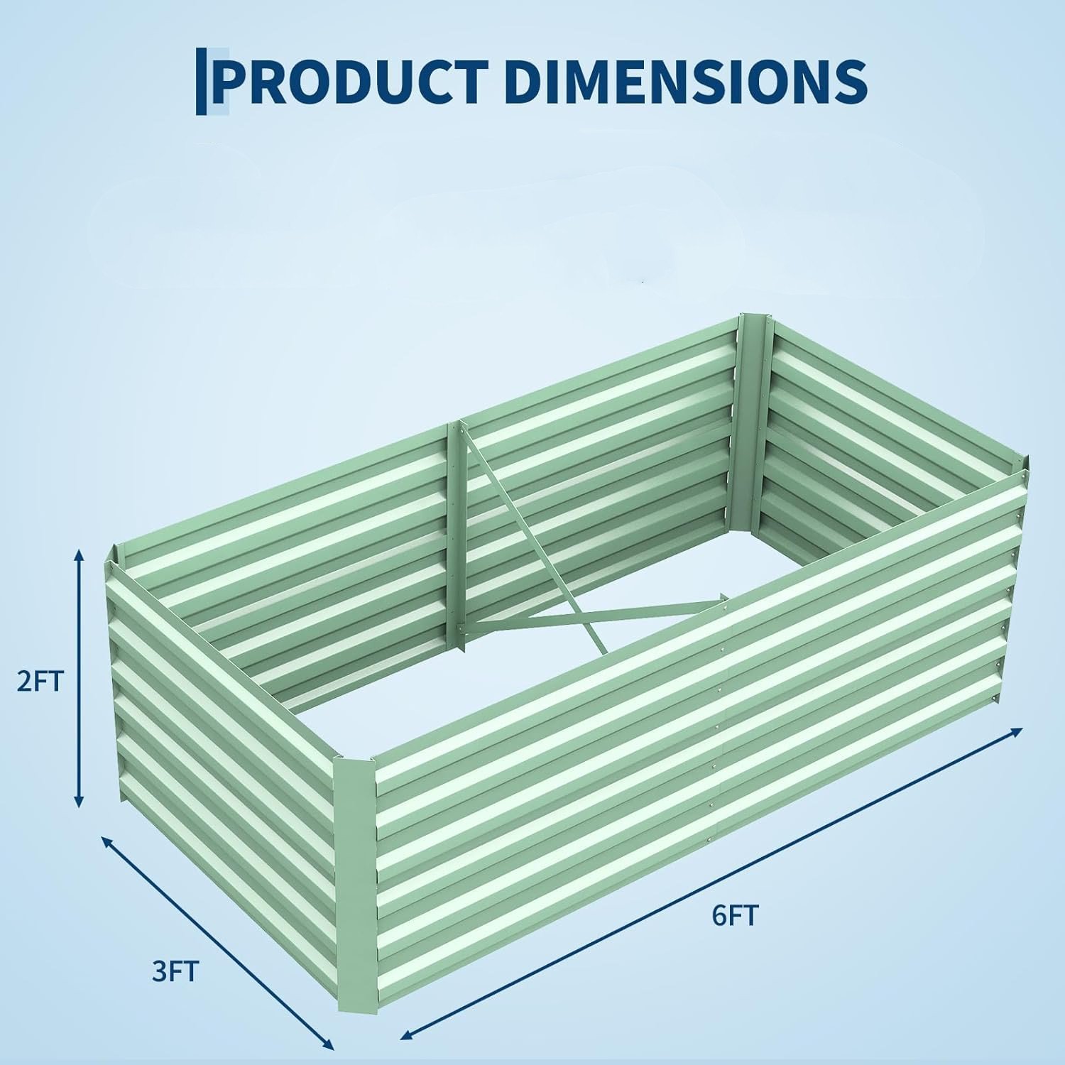 1pc 180x90x60cm Galvanized Raised Garden Bed, Metal Planter Box For Vegetables, Flowers, Herbs, Outdoor Garden Box