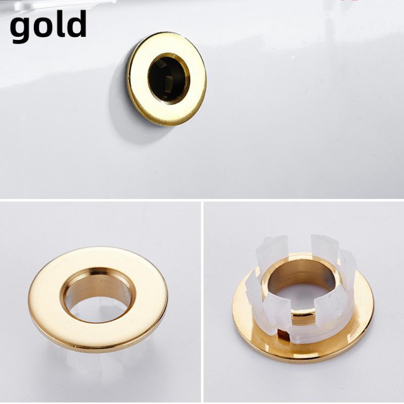 Image of 3pcs/lot Bathroom Basin Faucet Sink Overflow Cover Brass Six-foot Ring Insert Replacement Hole Cover Cap Chrome Trim Bathroom Additions
