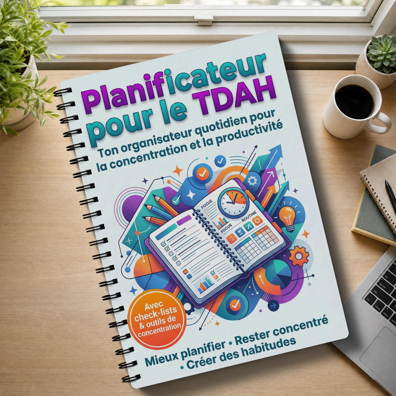 TEMU Agenda TDAH pour la Productivité, la Concentration et de avec Liste de Tâches Quotidiennes, Espace de Vidange Cérébrale, , Réinitialisation de