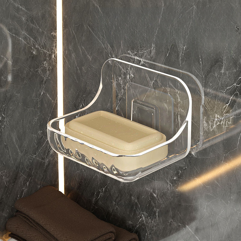 TEMU 1pc Transparent Plastic Wall-mounted Soap Dish | No-drill Strong Suction Cup | Oval/rectangular Design | Quick Drainage | Multifunctional