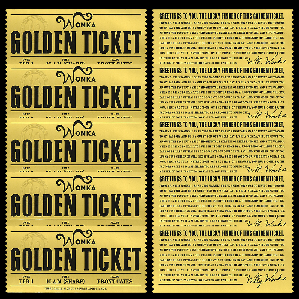 

10pcs Chocolate Golden Tickets - 5.9"x2.8" Plastic Collectible Banknotes For Parties & Events