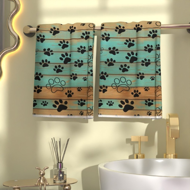 

2pcs Ultra- Print Towels 18x26" - Kitchen, Bathroom & Gym | Polyester With | Ideal For Pet Lovers | Decor