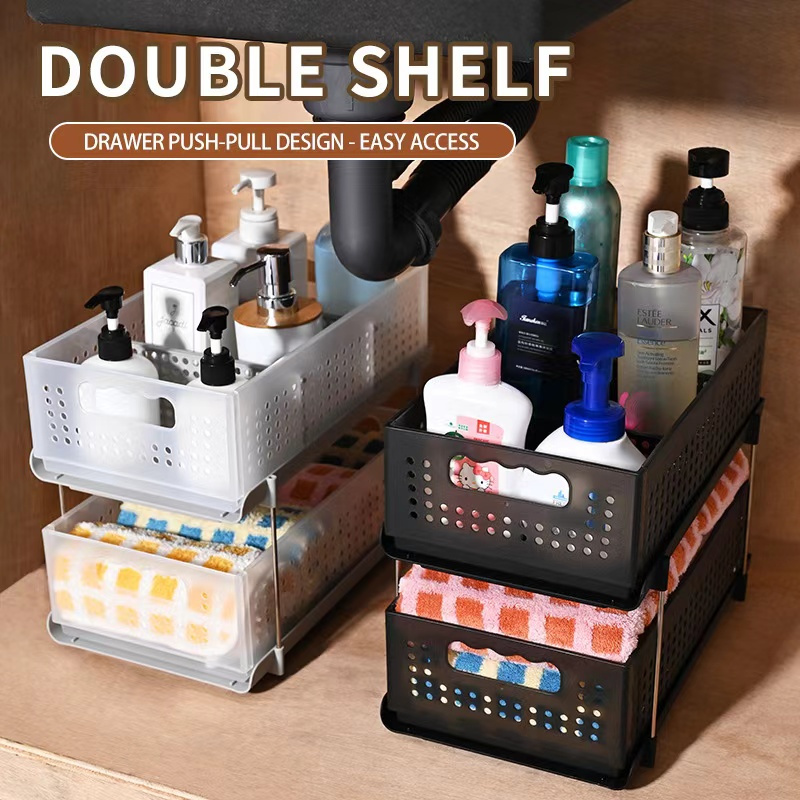 

1pc 2- -out Organizer, Countertop , Steel & Plastic, No Needed, For Bathroom
