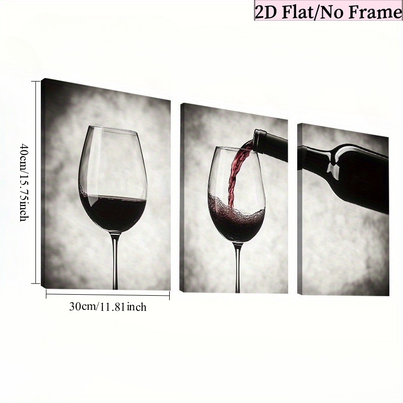 TEMU Piatto 2D, 3 pz Pittura su Tela Piatte 2D Elegante di Versamento - Decorazione da Parete con in Stile Moderno , Adatta per Ufficio , Soggiorno,