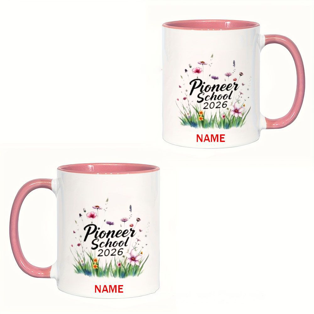 1pc personalized ceramic coffee mug 11oz watercolor flowers pioneer school 2026 and customizable name 2 side printing graduation commemorative gift for students   personalized gifts for   cute coffee mugs