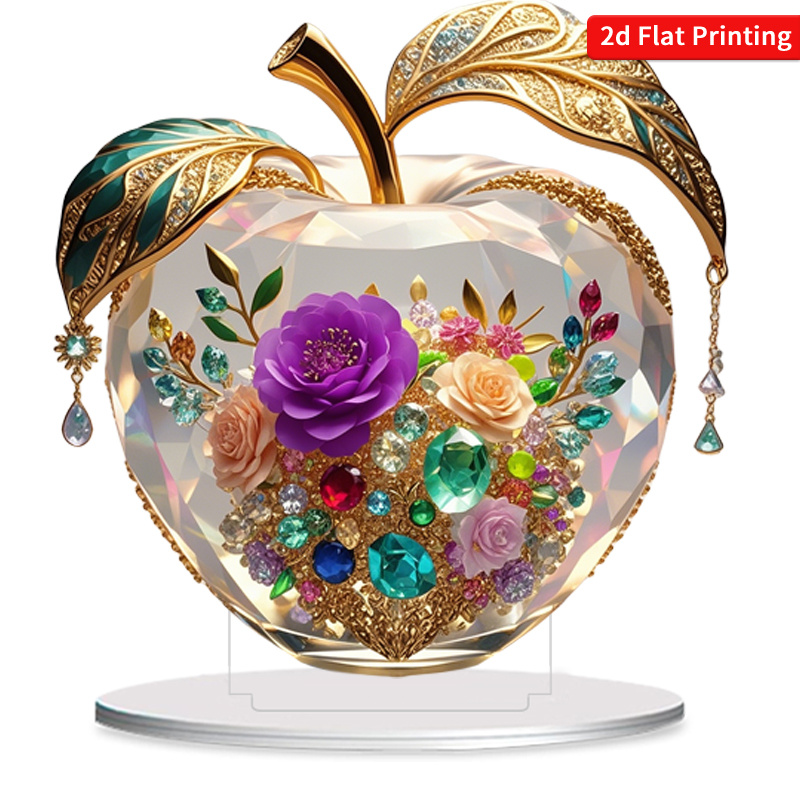 

2d Flat Cartoon Desktop Ornament Landscape Golden Flowers Holiday Gift Room Home Decoration Acrylic Craft Ornament Set Holiday Party Gift For Christmas Gift Birthday Anniversary Gift, Room Decor