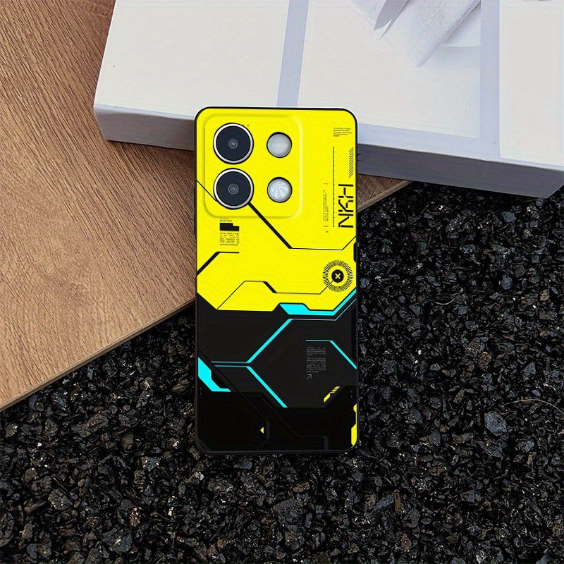 TEMU Phone Case: Techno - Yellow And Black Suitable For Xiaomi 15 Ultra 14 13 12 11 10s 14pro 13t 12s 11t Pro 11 Lite 10t, Shockproof Tpu Black Soft
