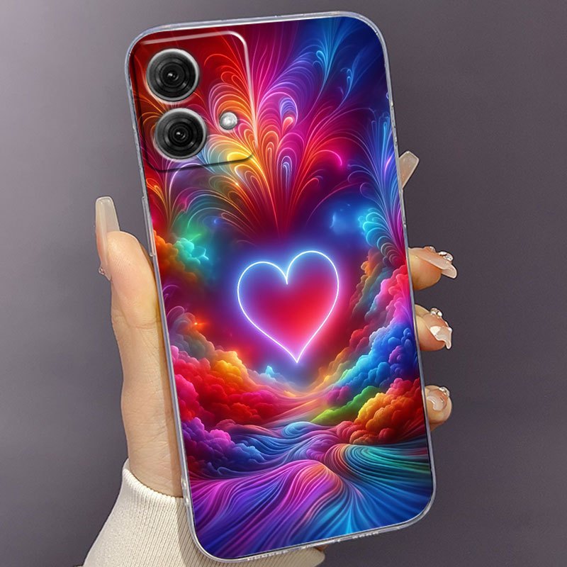 TEMU Phone Case: Glowing Heart Phone Case, Suitable For Moto Edge 20, 30, 40 Neo, 50 Pro, Edge  2023, Moto G 5g 2023/2024, G Power 2025, G05, G13,