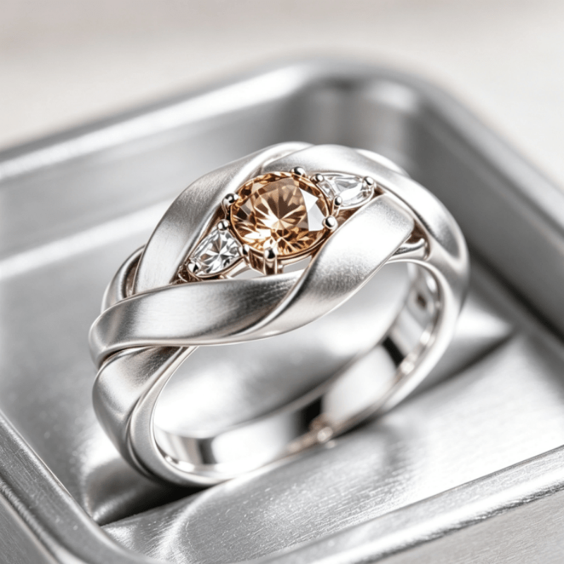TEMU 1 Ladies' Engagement Ring - Elegant Oval Champagne Synthetic Synthetic Zirconia Jewelry, Suitable For Parties, Daily Wear, And Special Occasions