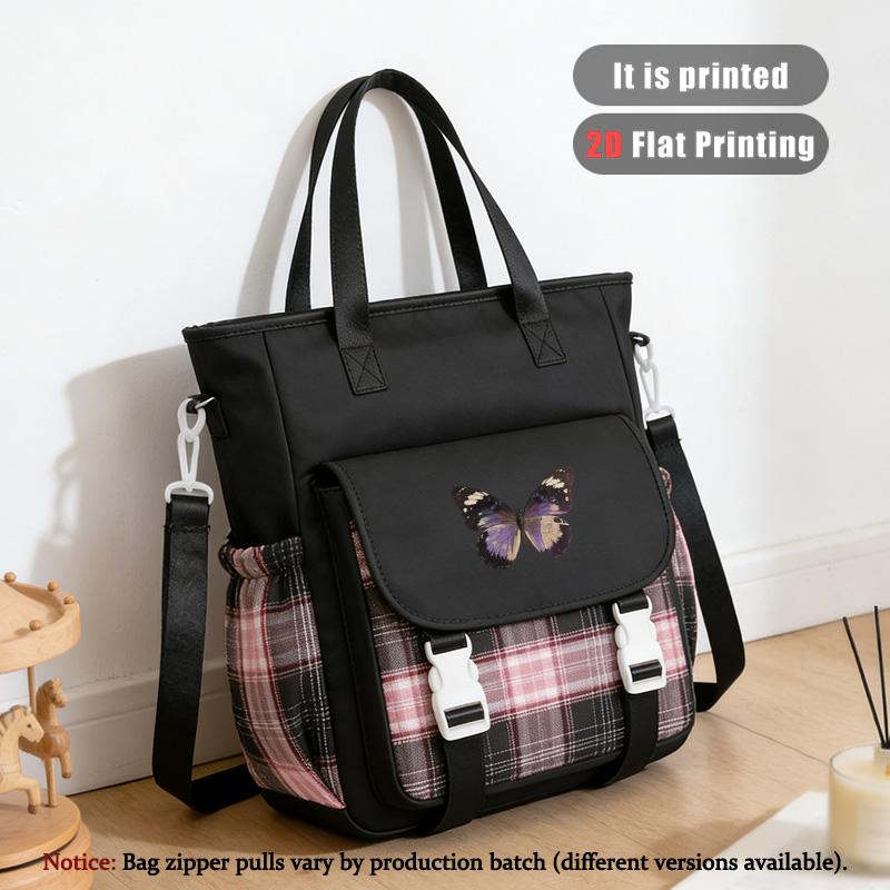 TEMU 1pc Women's Large Capacity Multifunctional Laptop Crossbody Bag With Plaid & Paint Pattern, Closure Suitable For Tablet Pc, -book Reader, Daily