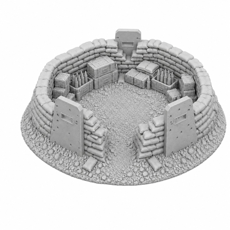 TEMU Sandbag Terrain Model With Crates And Walls, Tabletop Scenery For Dnd Rpg Miniatures