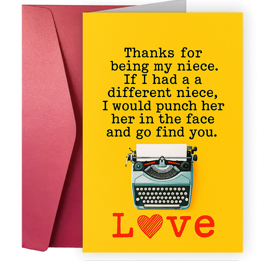 TEMU A Single Humorous Greeting Card For A Niece, Ideal For Conveying Love And Gratitude During Birthdays, Holidays, Or Other . A Great Present For