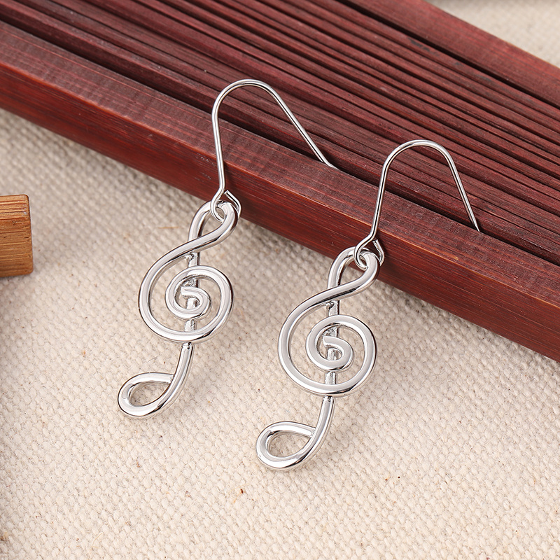 Minimalist Avant Garde Silvery Music Note Earrings