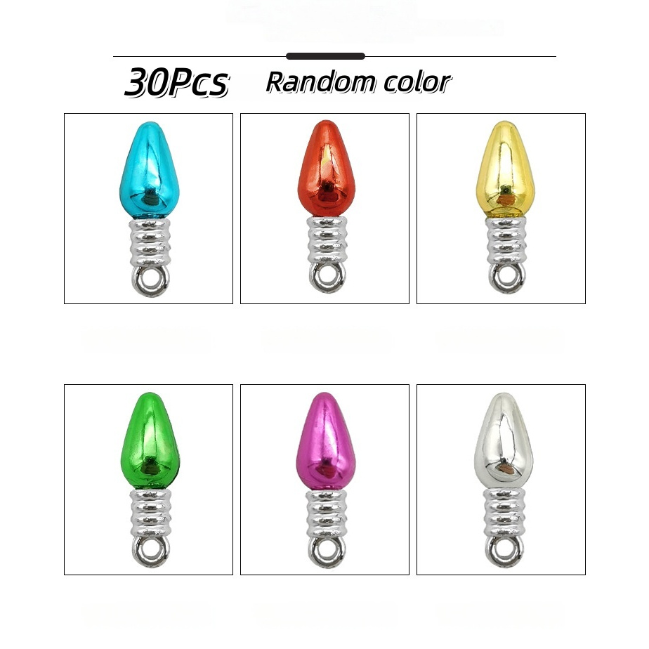 TEMU 30pcs Randomcolormini Christmas Light Bulb Beads - Plastic Pendant Decorations, Suitable For Holiday Decorations And Diy Craft Projects, Holiday