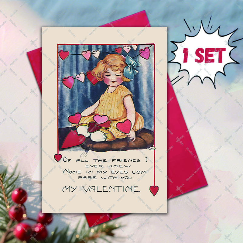 1set romantic valentines day card with envelope 12cm 18cm for boyfriend girlfriend wife husband   for your lover suitable for anniversary   greeting card