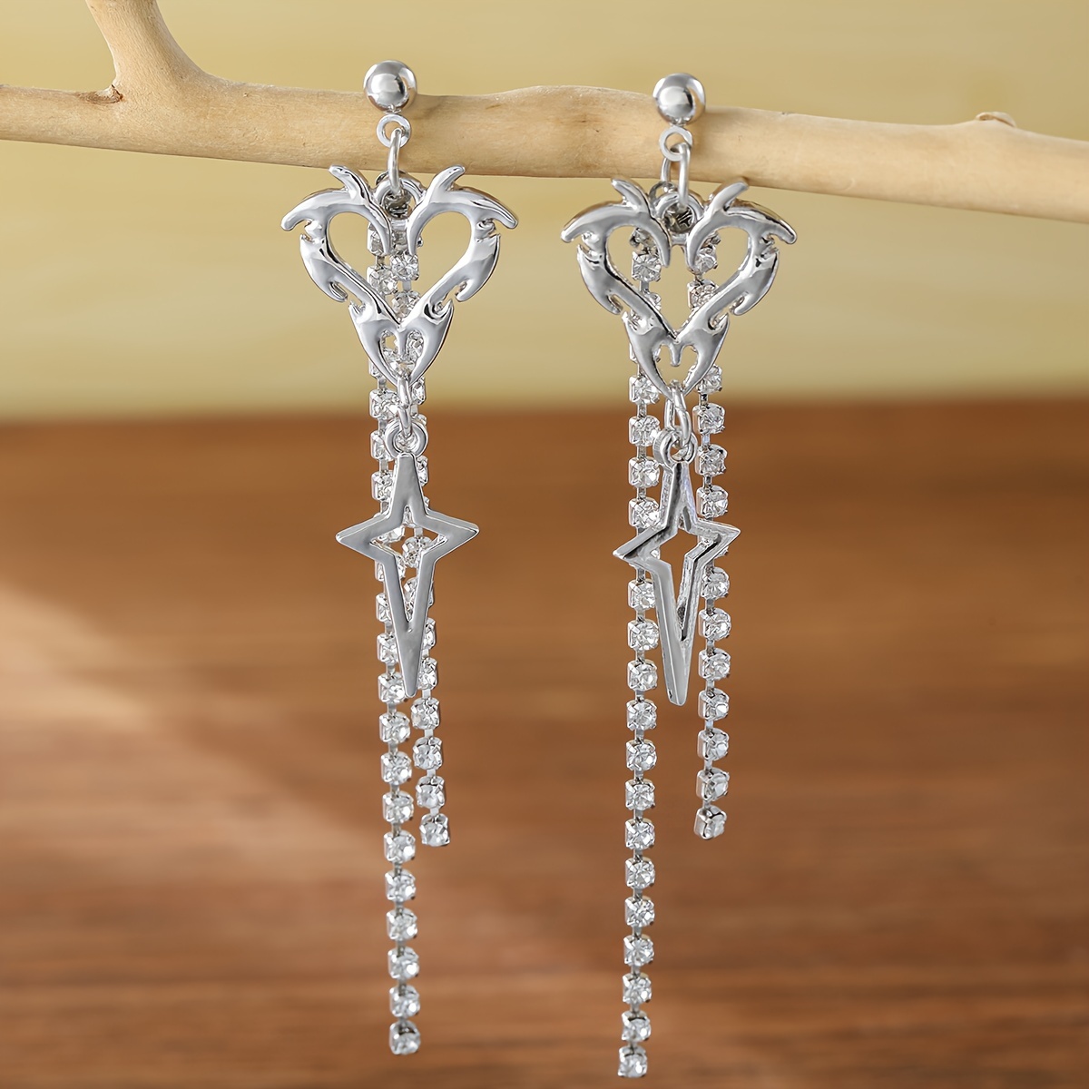 TEMU Pendientes de de llama , y , colgante de de y estrella de puntas, diseño de borlas largas, pendientes de de para , pendientes vintage