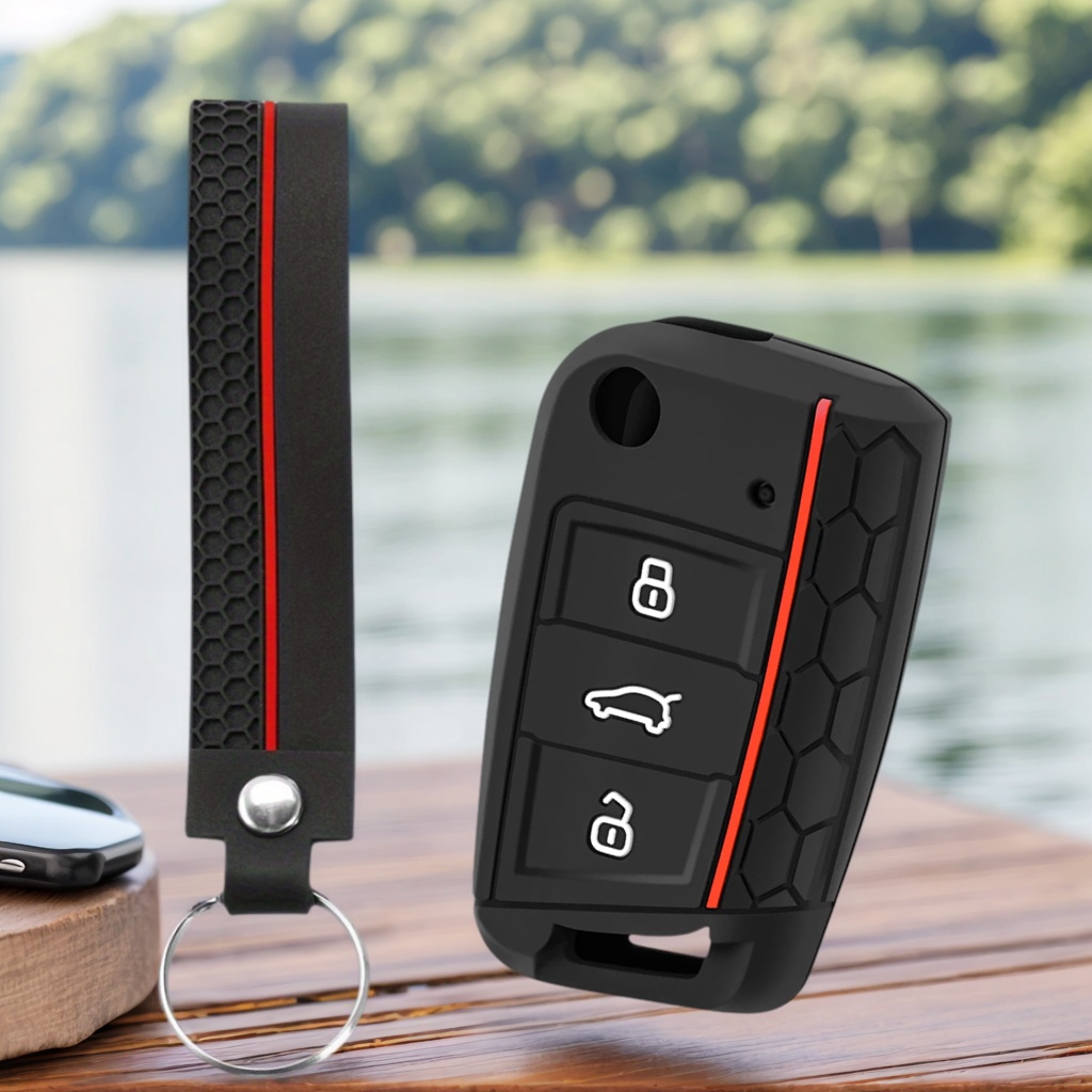 For Vw For Seat For Key Fob Cover With Keychain Silicone Protection Key Case Holder Caps Shell For Up////golf/jetta/caddy/tiguan/taos/.1//octavia////rapid/toledo/leon/ibiza//