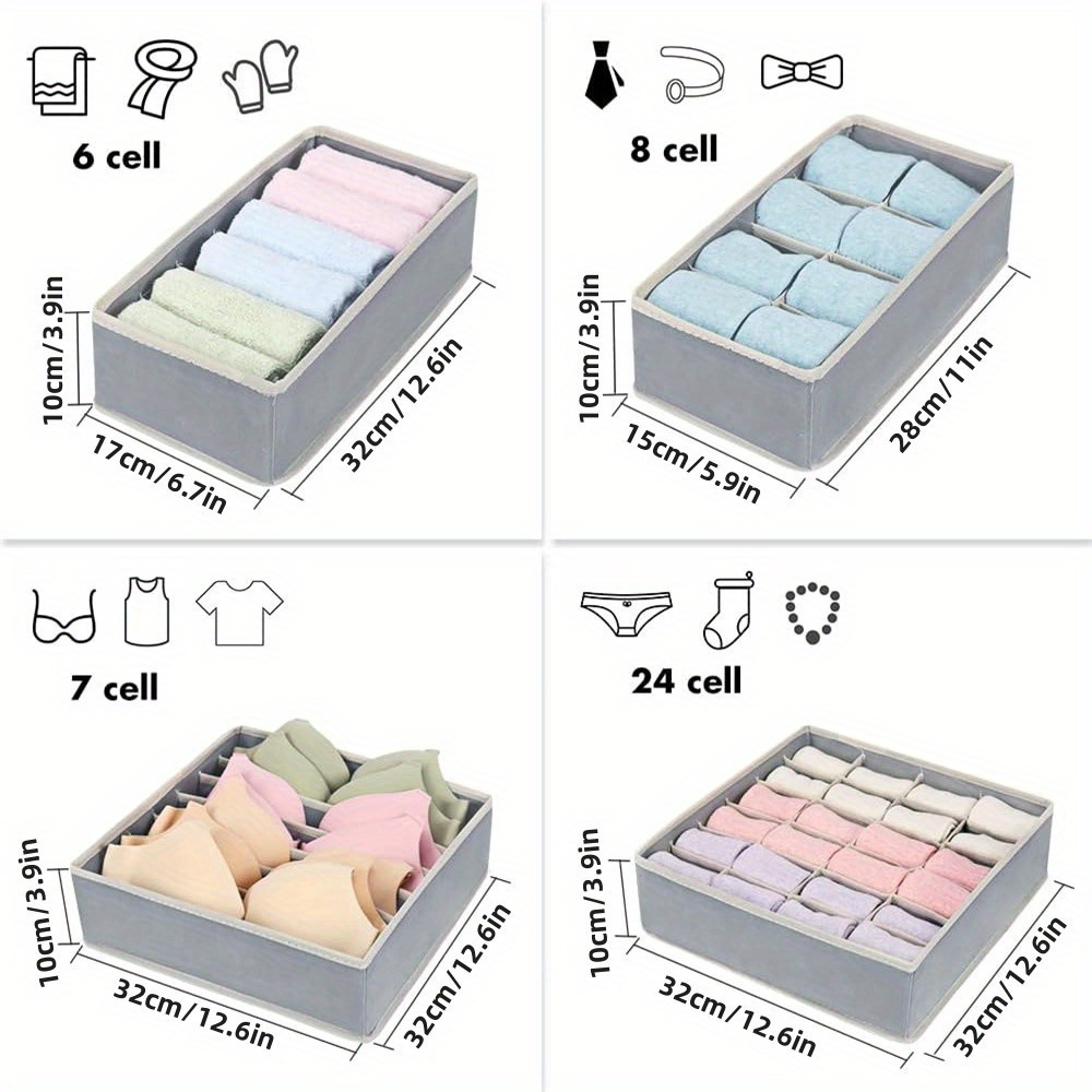 1pc 6 7 8 24 grids fabric sock compartment box divided storage easy to access without cover foldable storage underwear storage   storage box fabric storage box clothing compartment storage box suitable for underwear underwear sock stor details 1