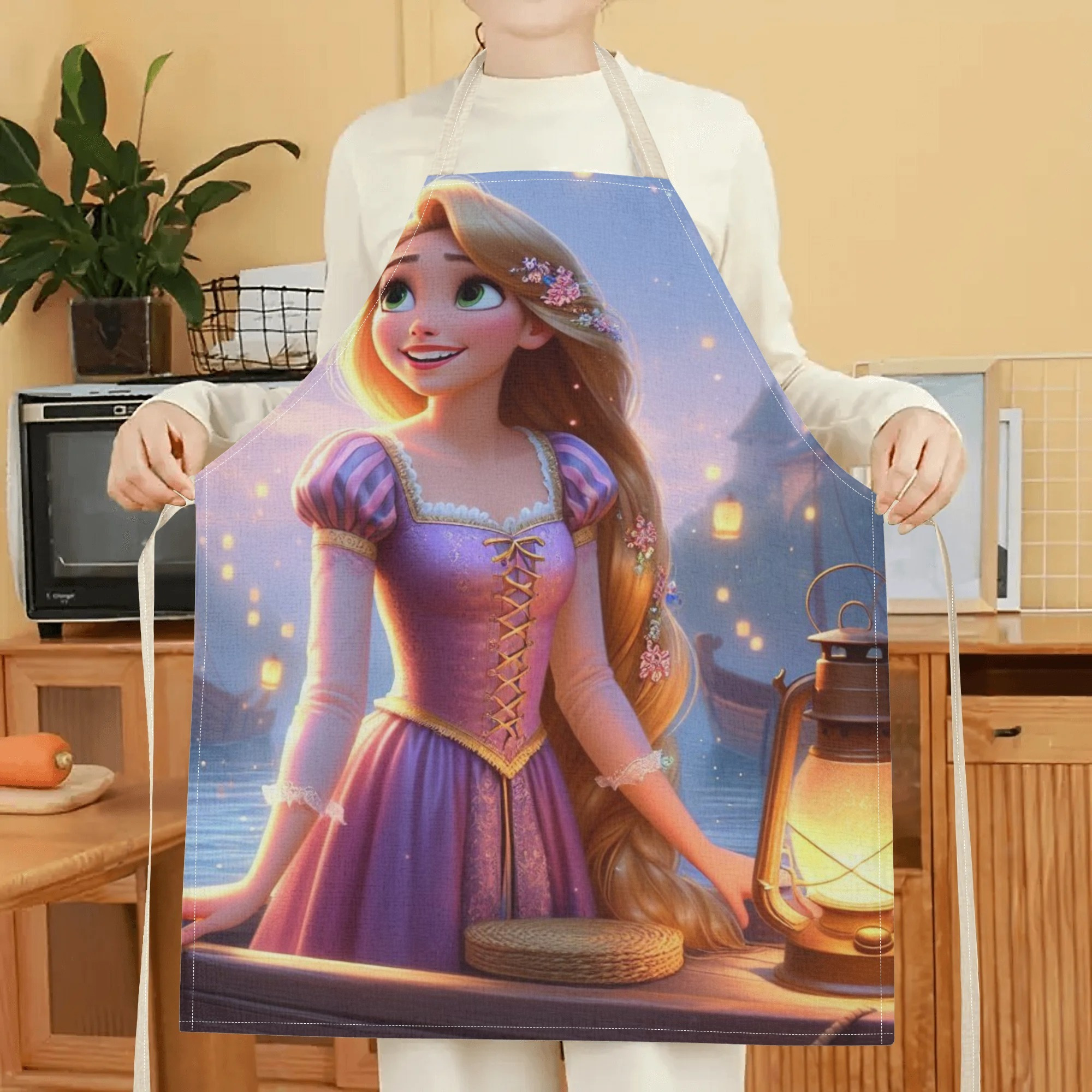 disney   a stylish waterproof apron featuring a cute cartoon design of princess  .   beautiful, fashionable, and simple, making  uitable for hotels, supermarkets, restaurants, fru hops, milk tea stalls, and   home use. details 5