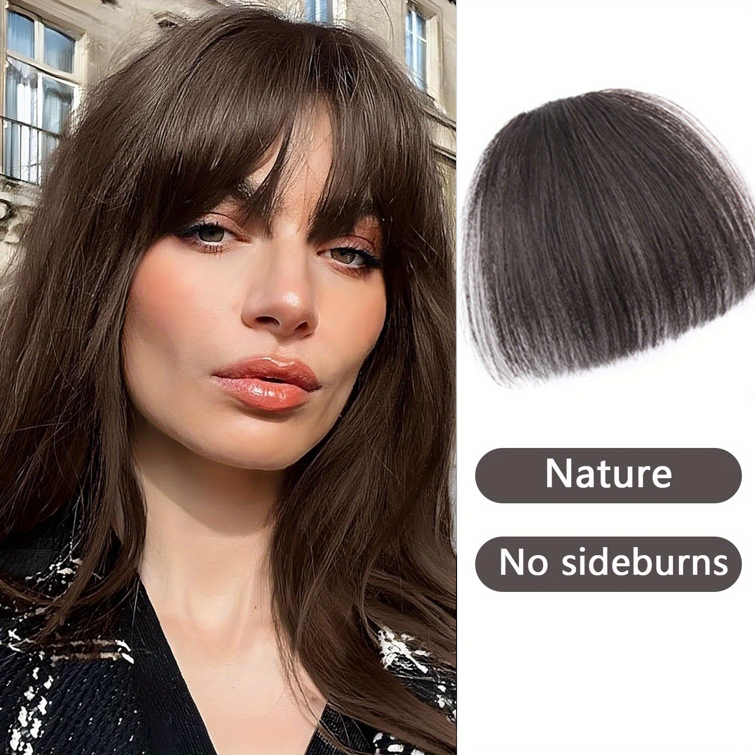 TEMU 5.5 Inch No Sideburns Bangs Hair Clip For Women-straight Hair Clip In Bangs Human Hair Piece Smooth And Soft Hair Straight Hair Bangs