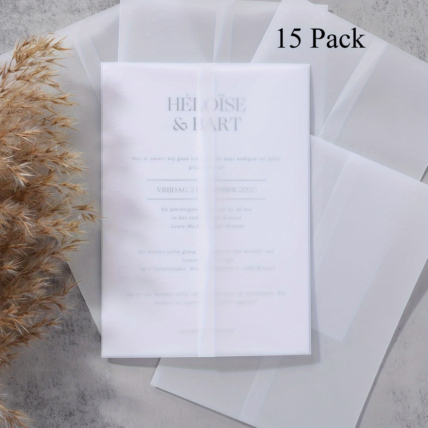 E-shop 30/15er Pack Pergamentumschläge für 5x7 Einladungen, Elegantes Vorgefaltetes Pergamentpapier, 115GSM Mattes Pergamentdeckel Hochzeitsumschläge,