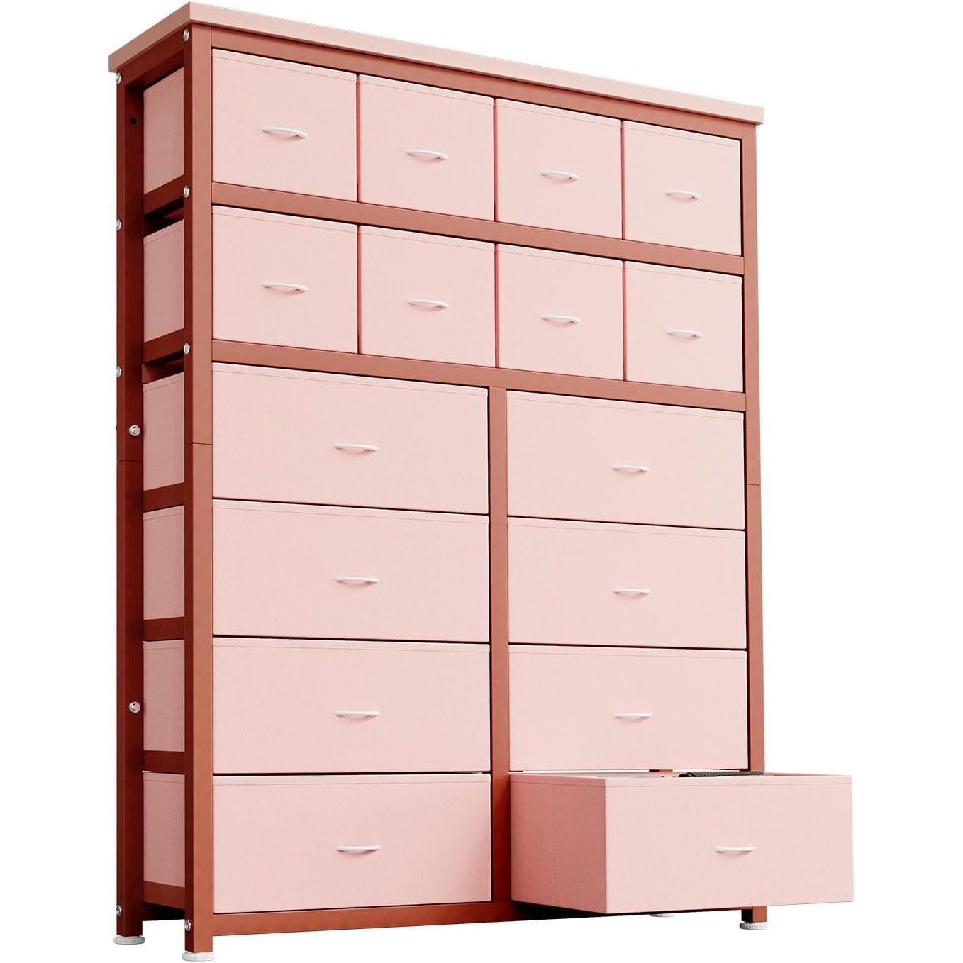 Image of 16-drawer Freestanding Chest Of Drawers With Fabric Drawers & Frame - Suitable For Clothes Storage, Multifunctional Dresser Cabinet For Bedroom, Living Room, , Space-saving Vertical