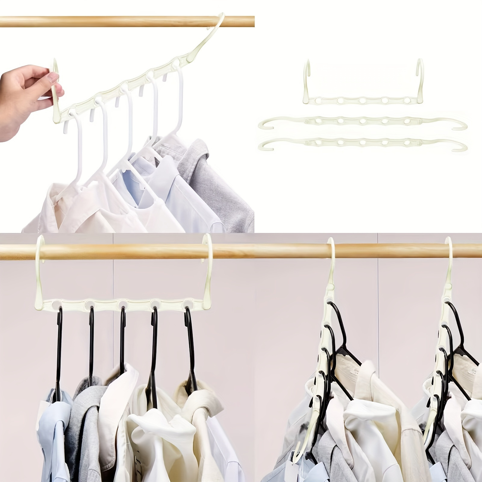 

6 Pack Magic Hangers - Ultra- Closet Space Saver - Effortlessly Organize With Multi-functional Sturdy Plastic Hangers - Storage, Ideal For Coats & Dresses