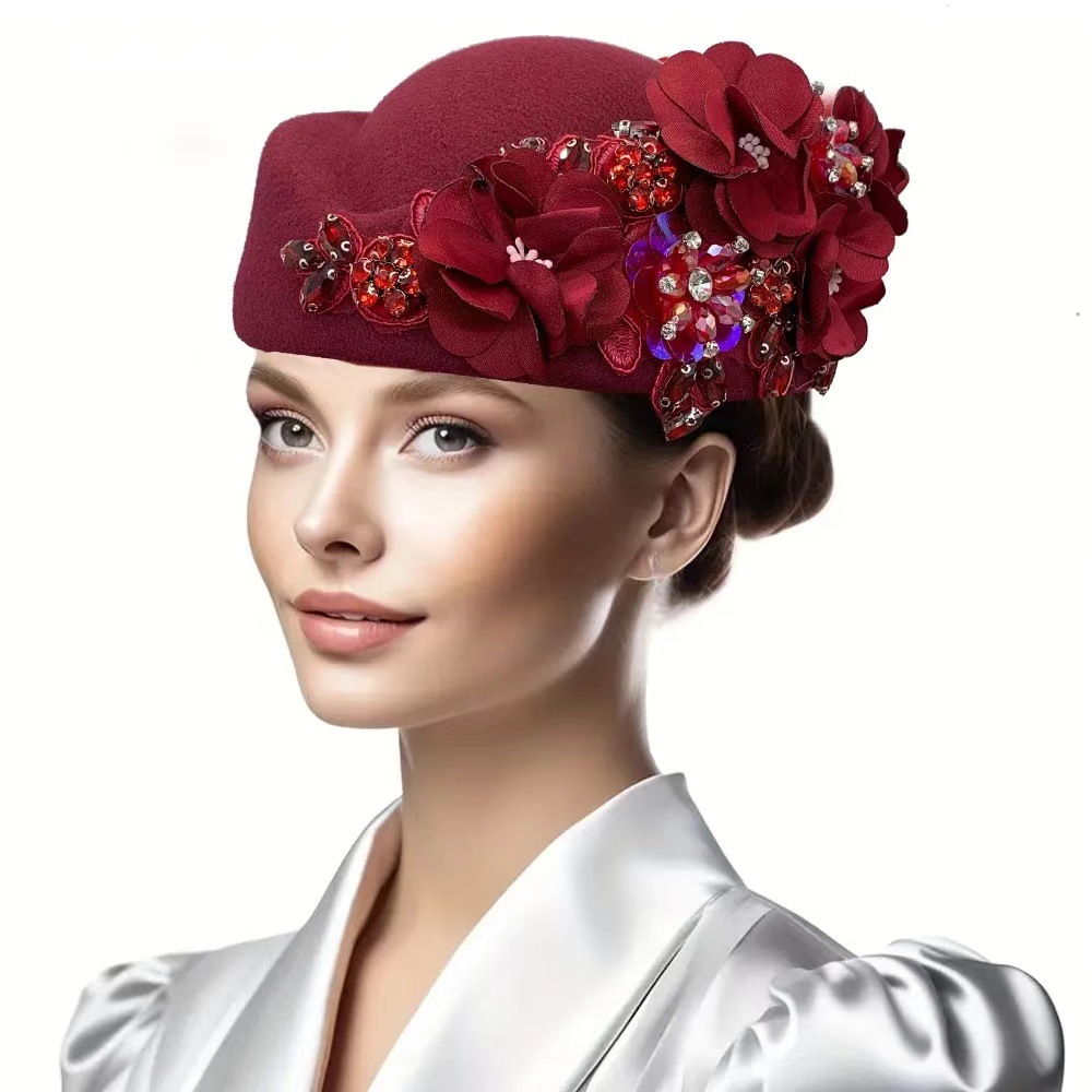 church derby fascinator flower women soft beret caps party  display picture 2