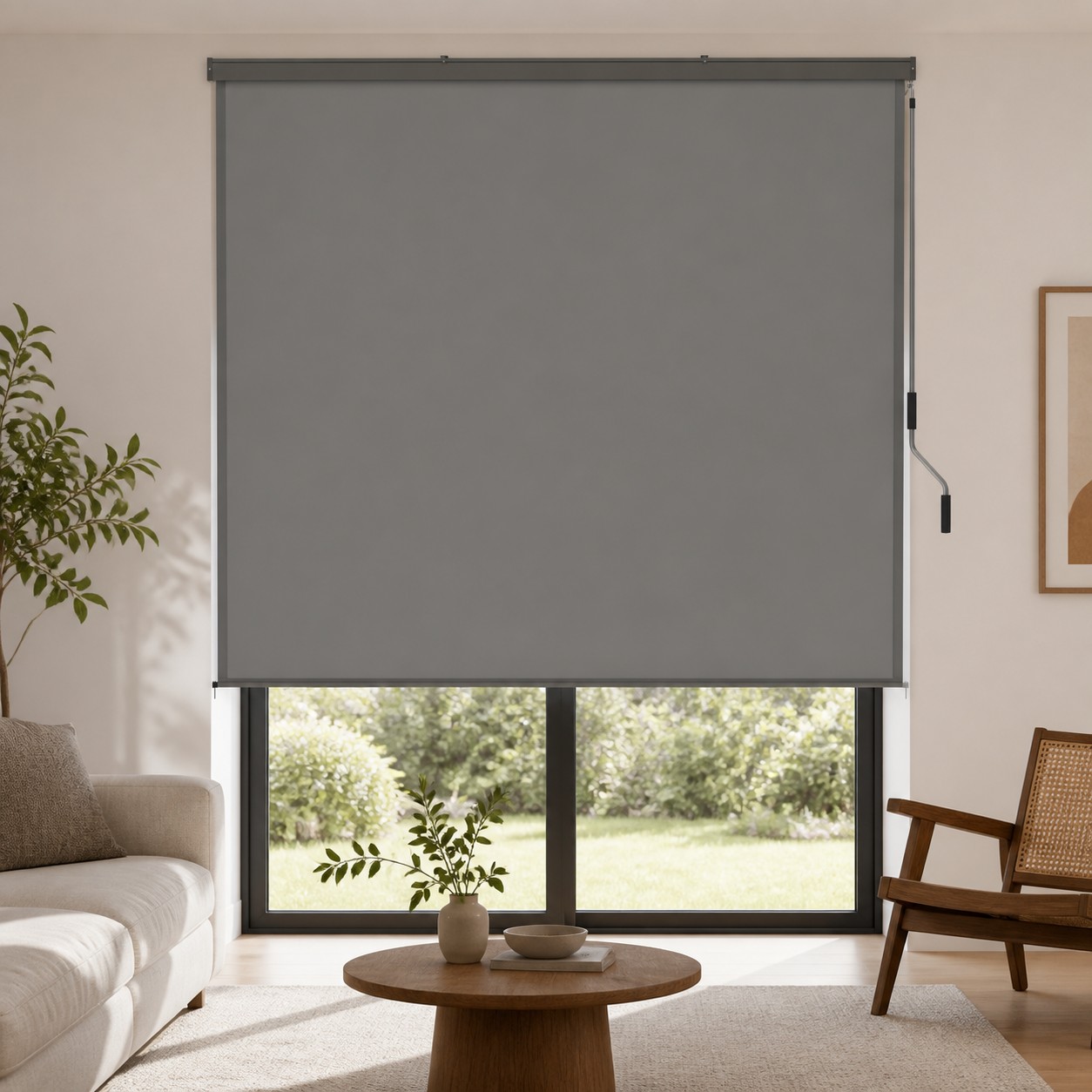 Vertical Roller Blinds With Hand Crank - Blackout Window Shades Suitable For Balcony,,, -free Operation & Pole System, Vinyl Panel Blinds For, Thermal, Modern Room Darkening