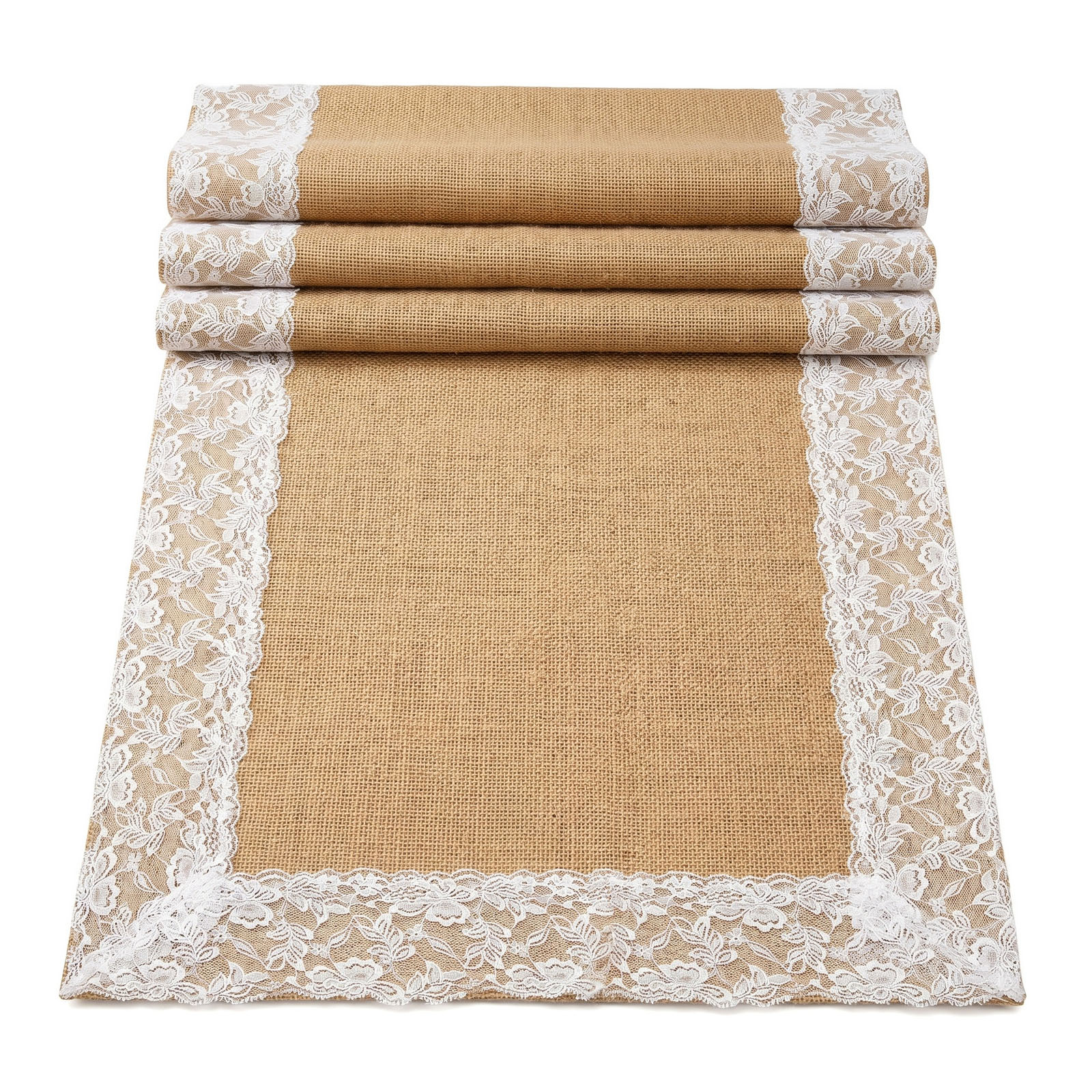 Wedding Aisle Runner Jute Rug 91 X 606cm With Lace Trim 1000 Artificial Flower Petals, Rustic Linen Wedding Aisle Runner For Church, Beach, Garden Outdoor Wedding Decoration