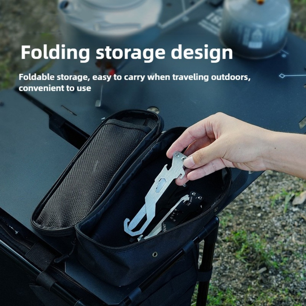 4pcs Outdoor Stainless Steel Foldable Multi-Tool Set with Mosquito Coil Clips