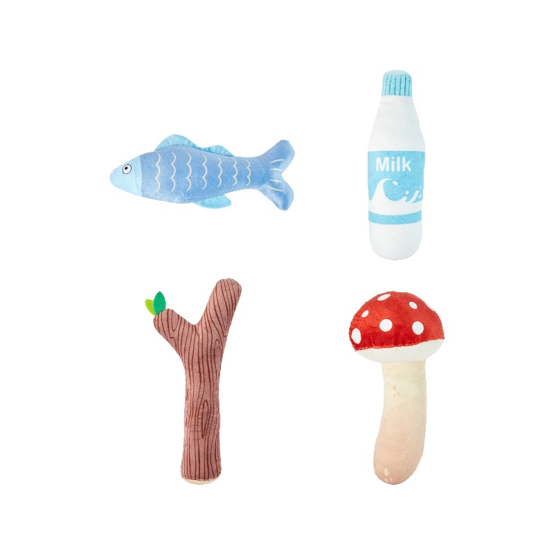 1 Pack Shaker Plush Novelty Toy - Assorted Four Variants: Mushroom, Branch, Fish Or Milk Bottle, Without Battery