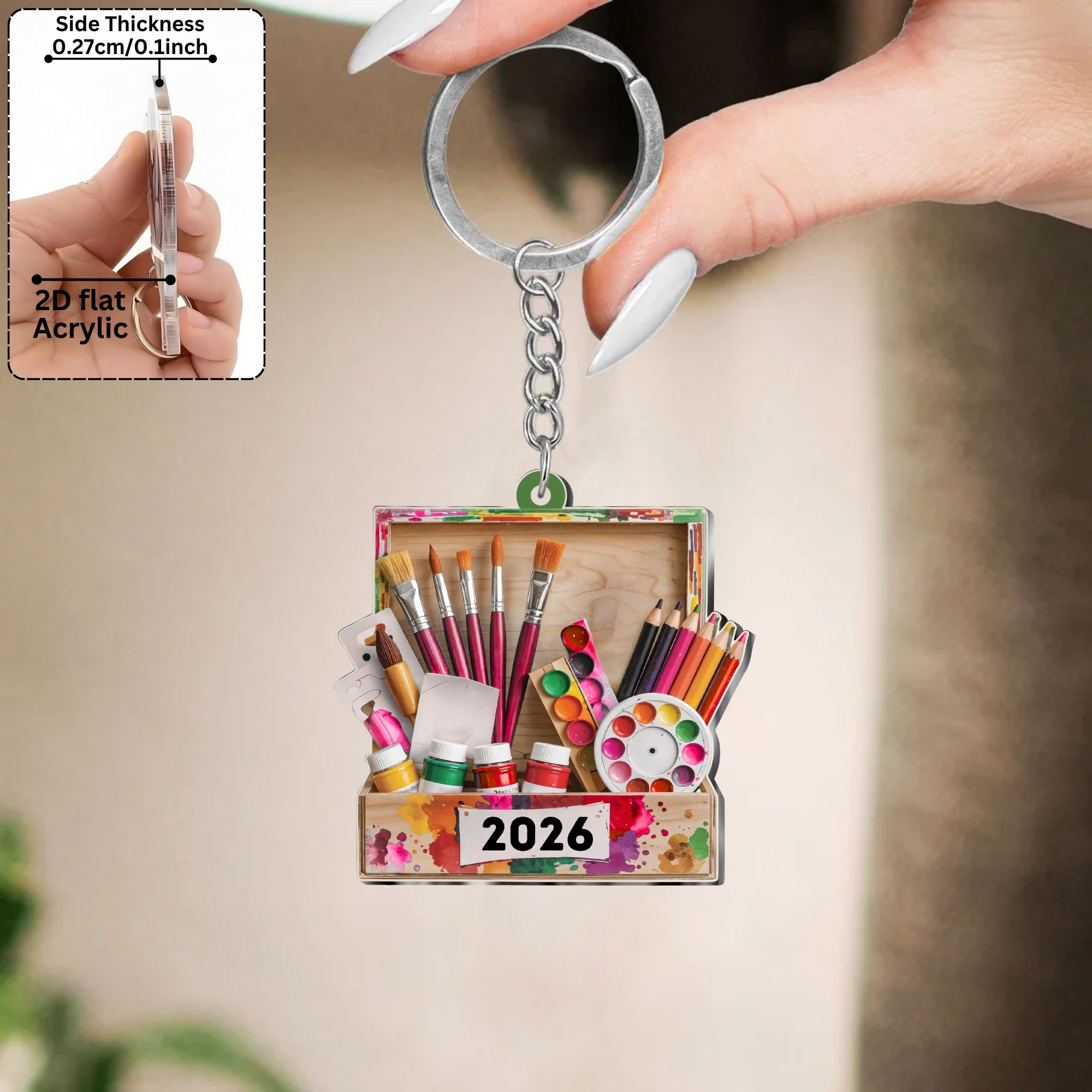TEMU Llavero acrílico 2D con forma de de multicolor individual, estilo 2D, regalo para ella/él – Decoración de Navidad con colgante de tubo de ensayo