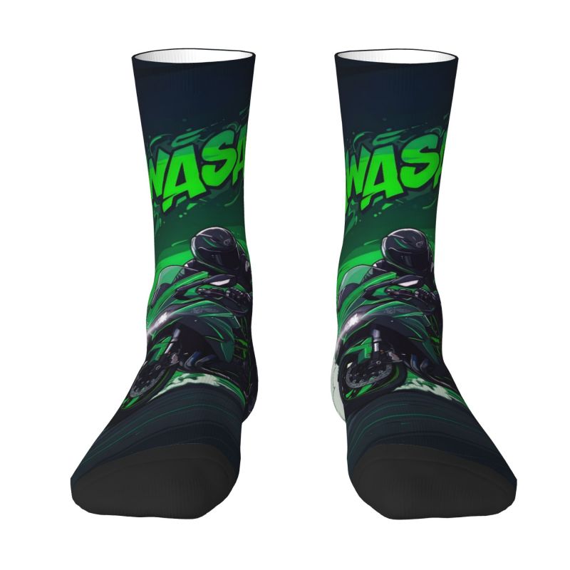 TEMU Green Flame Motorcycle Socks: Wear The Hardcore Of With 3d Ankle Print Socks