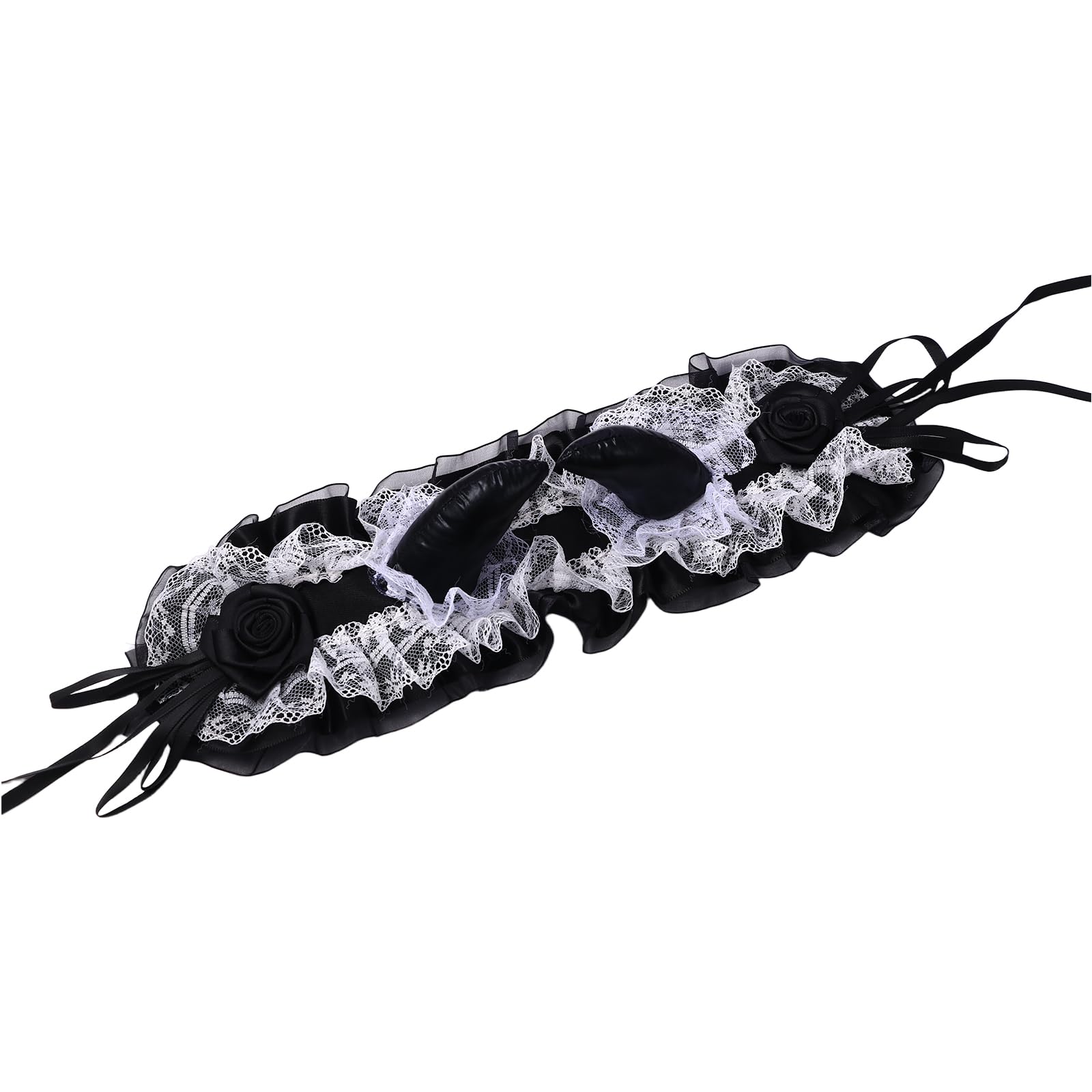 Image of Jewelrywe Gothic Lace Hairband: Devil Horn Headdress Halloween Costume Accessory For Parties Role Play Cosplay For Women