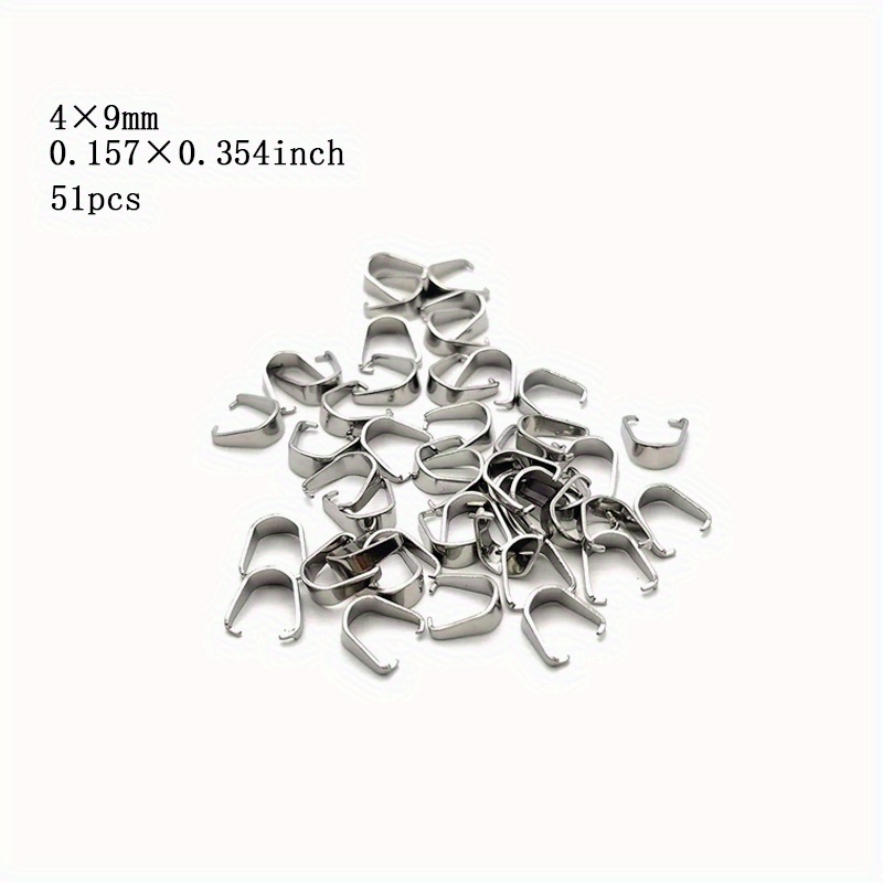 Image of 51pcs Stainless Steel Bail Clasps Pendant Pinch Clip Pendant Bracelet Necklace Earring Connector Bails