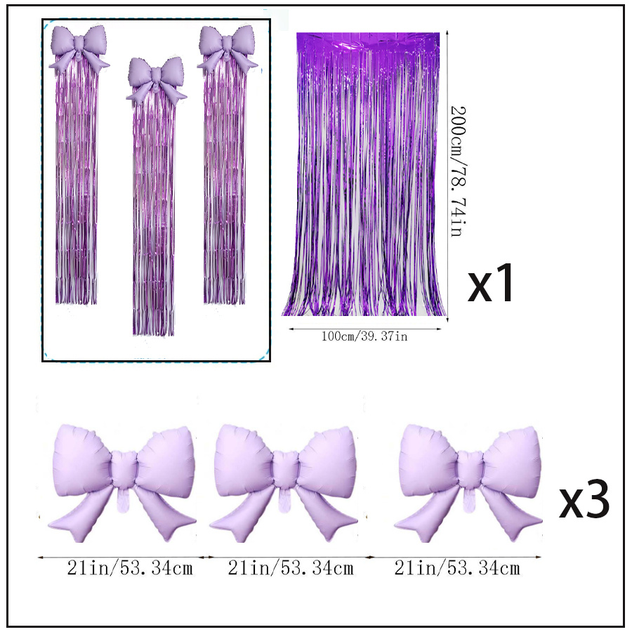 TEMU Purple Bow And Tassel Set, Suitable For Outdoor Courtyard Parties, Dessert Table Background Decoration, Influencer Photo , Best Friend Birthday