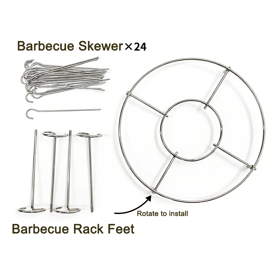 TEMU 1pc Stainless Steel Air Fryer Rack, Round Skewer Stand With 24 Grill Needles, Vertical Detachable Design With Heating, Airfryer Accessory For