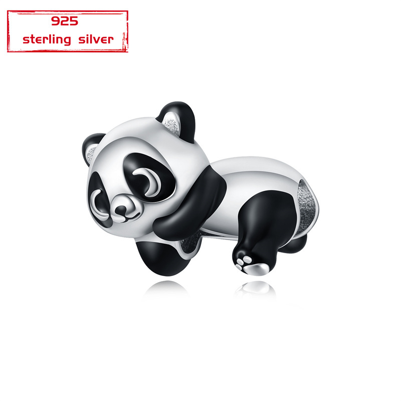 

925 Sterling Silver Cute Panda Pendant Beads Charms Fit Bracelets Necklace Women Gift