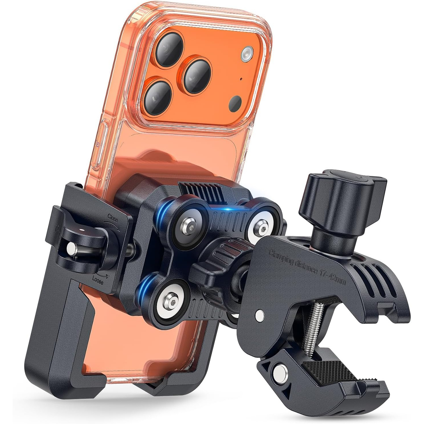 TEMU Motorcycle Phone Mount With Safety Lock Bicycle Phone Holder Universal For 4.7-7" Phones Compatible With Camera For Electric Scooter Atv Bike