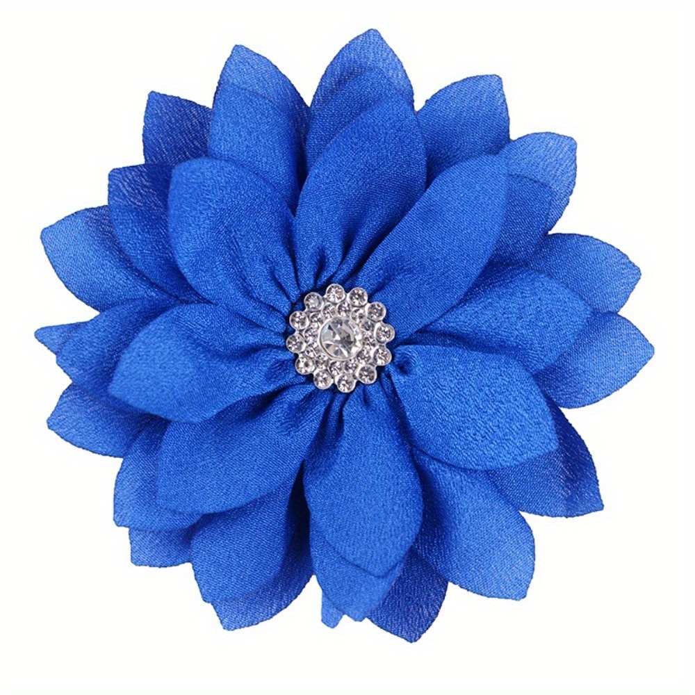 1pc Multi-layered Sharp Angle For Lotus Flower Brooch 9cm Handmade Chiffon Rhinestone Chest Flower Wedding Party Clothing Accessories
