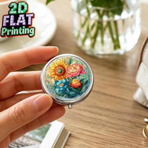 2d flat 1pc this three compartment pillbox 0e portable and fits into a wallet or pocket its round design it an ideal medicine organizer travel gift and holiday present