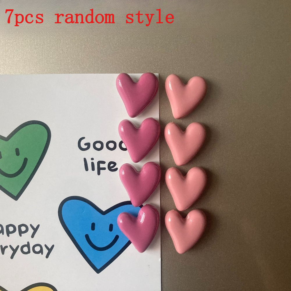 TEMU 7pcs Heart-shaped Plastic Refrigerator Magnets, Decorative Fridge Magnet Set, Suitable For Kitchen, Office, And Home Decor, For Valentine's Day