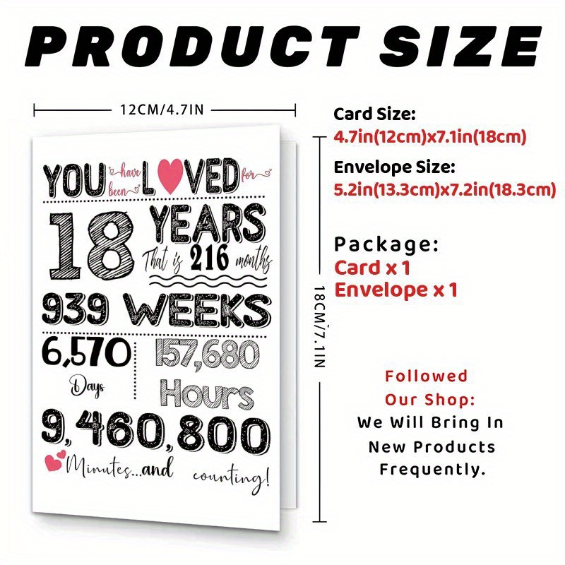 TEMU 1pc Funny 18th Birthday Greeting Card With Envelope – "you've Me For " Design, Mixed Colors, Perfect Gift For Family & , Party Decorations,