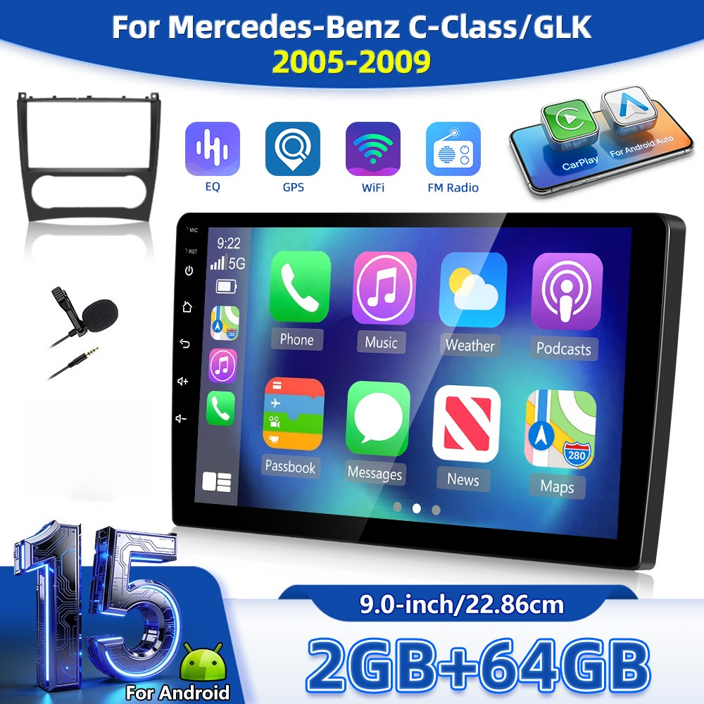 Image of Car Radio For Mercedes-benz / () 2005-2009, [2g + 24g] Touchscreen Car Radio With And Auto/wireless/wifi/eq/fm Rds Radio/backup Camera And Mic, Without Battery